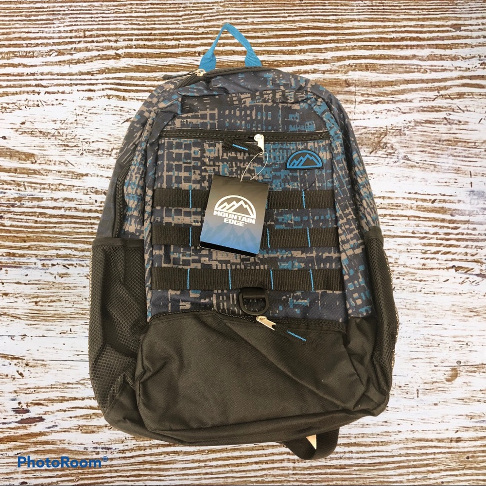 Mountain Edge back pack. Blue/black/gray.